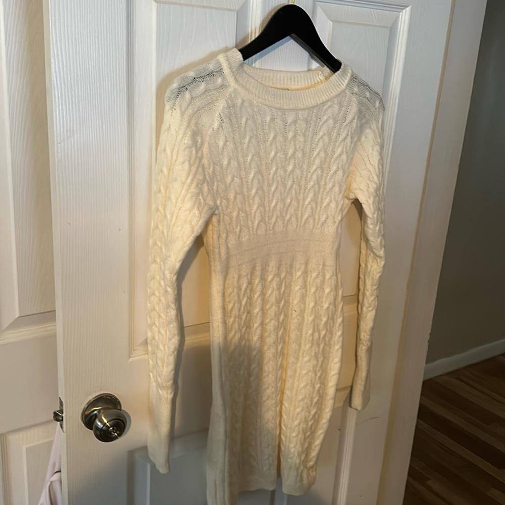 BNWOT SHEIN cream cinched waist sweater dress